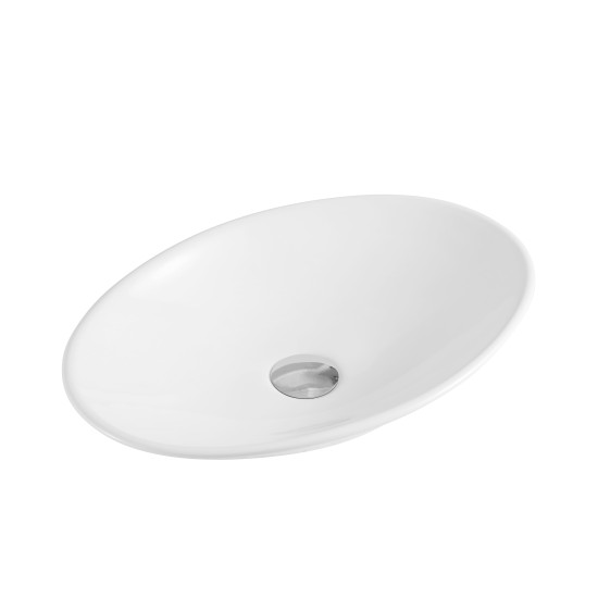 490*350*95mm Bathroom Oval Above Counter Gloss White Ceramic Wash Vessel Basin